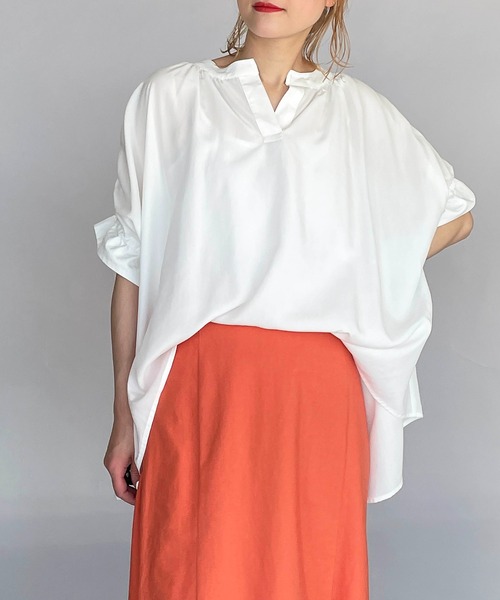 PICCIN（ピッチン）の「スキッパーギャザーブラウス（シャツ/ブラウス・レディース・ブラック/オフホワイト/カーキ・M）」の20枚目の写真