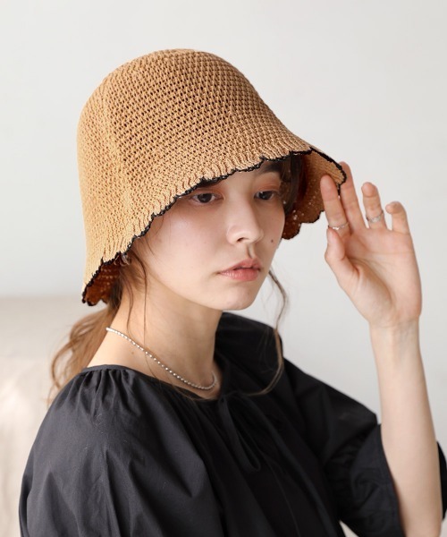 Bab（バブ）の「配色バケットハット（ハット・レディース・ブラック/アイボリー/キャメル・ONESIZE）」の3枚目の写真