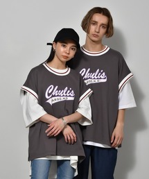 裏毛リブラインプリントベスト