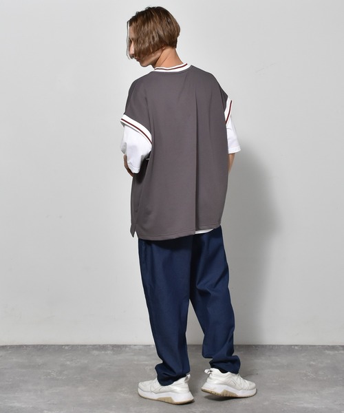 Starting Over(スターティングオーバー)の「裏毛リブラインプリントベスト(ベスト・メンズ・チャコール/アイボリー/グリーン・L/XL/M)」の10枚目の写真