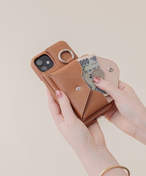 ensemble(皮革ブランド)（アンサンブル）の「iPhoneケースポルテ3 　【iPhone13 iPhone13Pro iPhone13mini iPhone12 iPhone12Pro  iPhone11   iPhone6/6s/7/8/SE2/SE3 対応】（スマホケース/カバー・レディース・グレー/ライトグレー/カーキ/ベージュ/ブラウン/ブラック・C/D/A/E/B/F）」の9枚目の写真