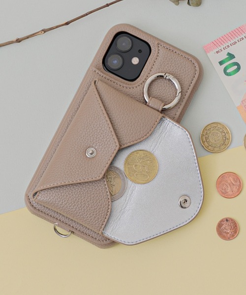 ensemble(皮革ブランド)（アンサンブル）の「iPhoneケースポルテ3 　【iPhone13 iPhone13Pro iPhone13mini iPhone12 iPhone12Pro  iPhone11   iPhone6/6s/7/8/SE2/SE3 対応】（スマホケース/カバー・レディース・グレー/ライトグレー/カーキ/ベージュ/ブラウン/ブラック・C/D/A/E/B/F）」の7枚目の写真