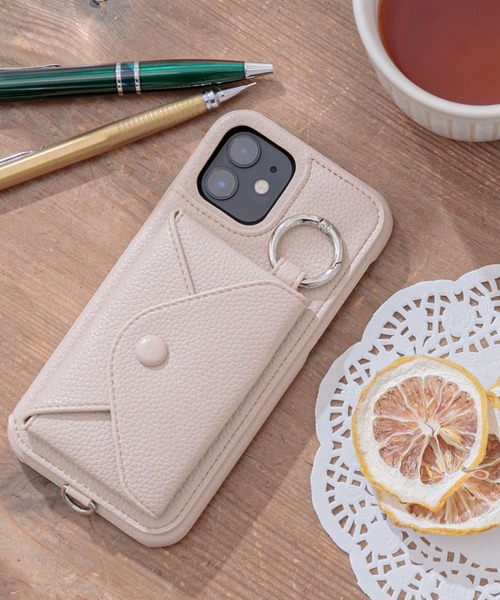 ensemble(皮革ブランド)（アンサンブル）の「iPhoneケースポルテ3 　【iPhone13 iPhone13Pro iPhone13mini iPhone12 iPhone12Pro  iPhone11   iPhone6/6s/7/8/SE2/SE3 対応】（スマホケース/カバー・レディース・グレー/ライトグレー/カーキ/ベージュ/ブラウン/ブラック・C/D/A/E/B/F）」の8枚目の写真