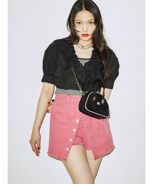 jouetie(ジュエティ)の「フロントボタンダブルスカパン(その他パンツ・レディース・ブラック/ピンク/ライトブルー・MEDIUM)」の5枚目の写真