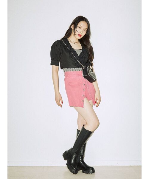 jouetie(ジュエティ)の「フロントボタンダブルスカパン(その他パンツ・レディース・ブラック/ピンク/ライトブルー・MEDIUM)」の8枚目の写真