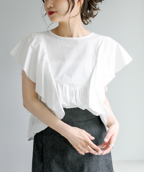 PUAL CE CIN（ピュアルセシン）の「フリルプルオーバーブラウス（シャツ/ブラウス・レディース・ライトグレー/ブラック/オフホワイト・FREE）」の10枚目の写真