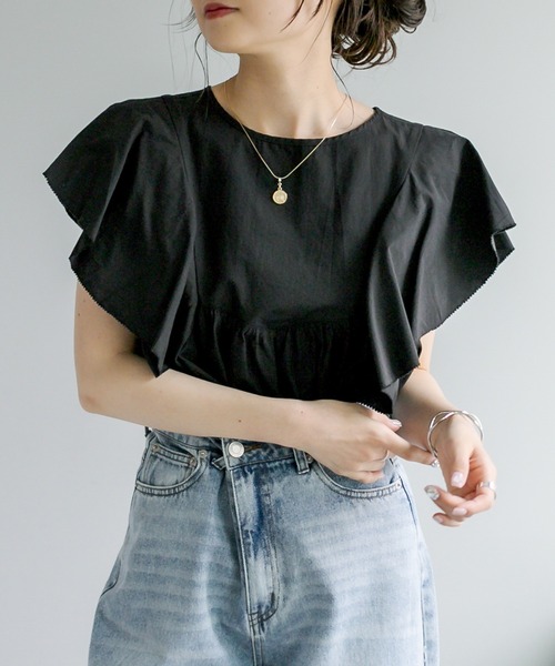 PUAL CE CIN（ピュアルセシン）の「フリルプルオーバーブラウス（シャツ/ブラウス・レディース・ライトグレー/ブラック/オフホワイト・FREE）」の11枚目の写真