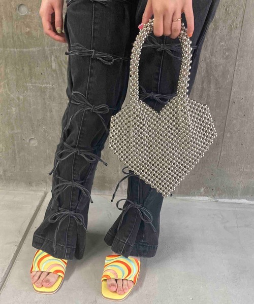 Casselini（キャセリーニ）の「Casselini(キャセリーニ)ハートビーズバッグ（ハンドバッグ・レディース・ブラック/シルバー/アイボリー・FREE）」の9枚目の写真