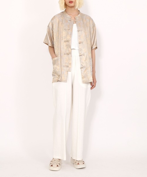 PUNYUS(プニュズ)の「チャイナ柄半袖シャツ(シャツ/ブラウス・レディース・ベージュ/ブラック/ブルー・3/4/1/2)」の9枚目の写真