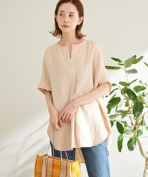 《追加2》レーヨン麻ノーカラーブラウス