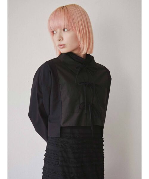 merry jenny（メリージェニー）の「ショートキリカエリボンシャツ（シャツ/ブラウス・レディース・オフホワイト/ブラック・FREE）」の10枚目の写真