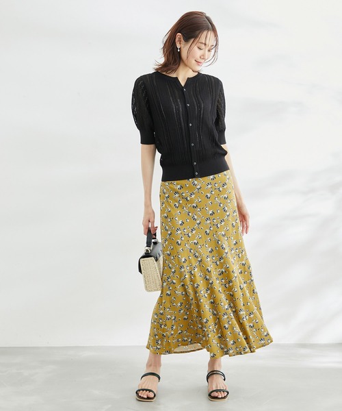 セール】ドット/花柄麻混マーメイドスカート（スカート）｜ROPE