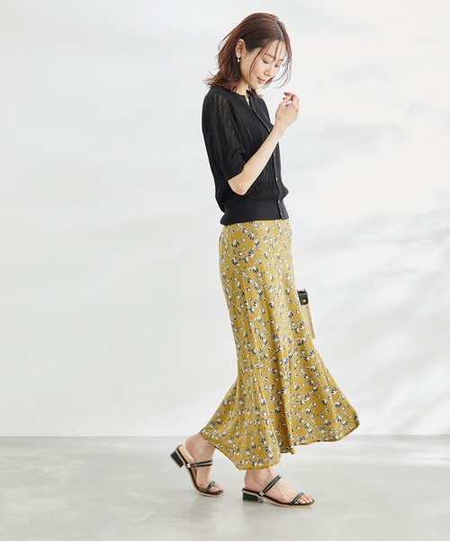 ROPE' PICNIC（ロペピクニック）の「ドット/花柄麻混マーメイドスカート（スカート・レディース・ブラック/キナリ/イエロー・36/38）」の5枚目の写真