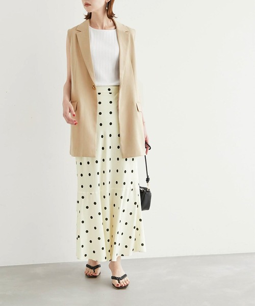 ROPE' PICNIC（ロペピクニック）の「ドット/花柄麻混マーメイドスカート（スカート・レディース・ブラック/キナリ/イエロー・36/38）」の12枚目の写真