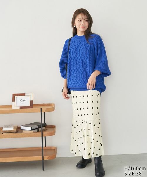 ROPE' PICNIC（ロペピクニック）の「ドット/花柄麻混マーメイドスカート（スカート・レディース・ブラック/キナリ/イエロー・36/38）」の15枚目の写真