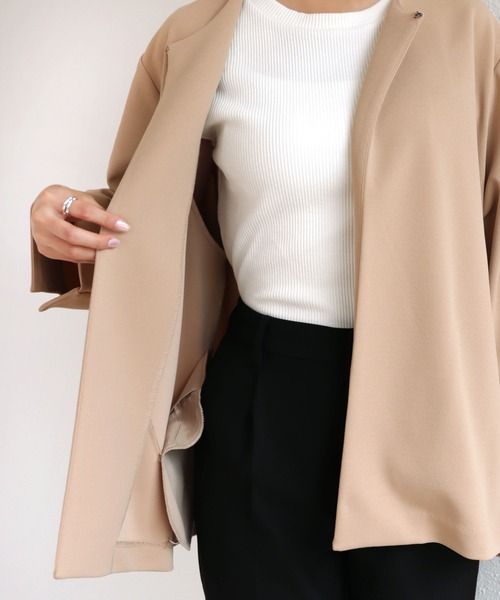 ✨美品✨Poème Bohémien ベージュ ノーカラージャケット Poème Bohémien ベージュ ノーカラージャケット