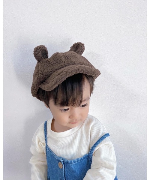 MAKE YOUR DAY（メイクユアデイ）の「くまみみボアキャップ（キャップ・キッズ・アイボリー/チャコールグレー/ブラウン・XS/L/S/M）」の2枚目の写真