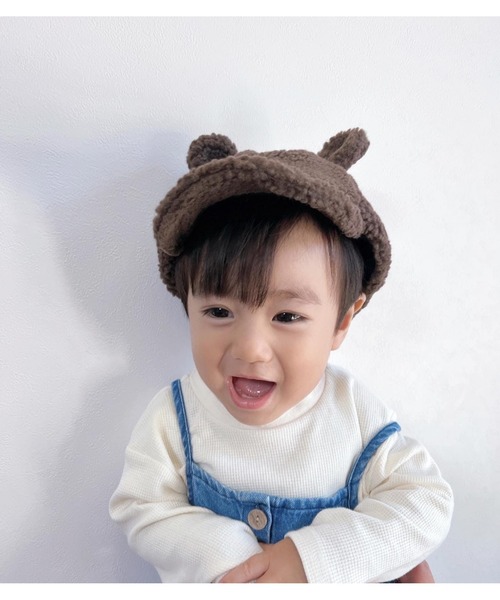 MAKE YOUR DAY（メイクユアデイ）の「くまみみボアキャップ（キャップ・キッズ・アイボリー/チャコールグレー/ブラウン・XS/L/S/M）」の16枚目の写真