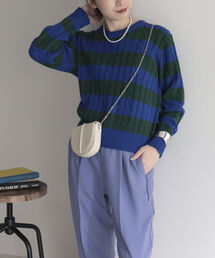 ケーブル×ワイドリブ プルオーバーニット