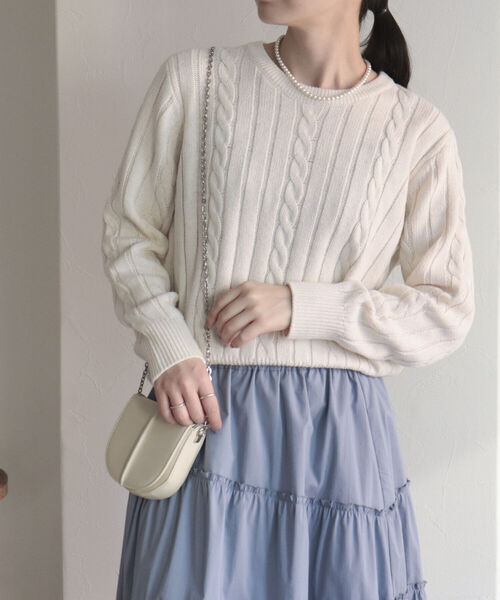 fredy emue（フレディエミュ）の「ケーブル×ワイドリブ プルオーバーニット（ニット/セーター・レディース・ネイビー/レッド/アイボリー/ブルー系その他3・38）」の10枚目の写真