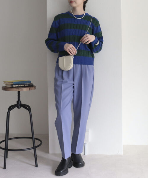 fredy emue（フレディエミュ）の「ケーブル×ワイドリブ プルオーバーニット（ニット/セーター・レディース・ネイビー/レッド/アイボリー/ブルー系その他3・38）」の21枚目の写真