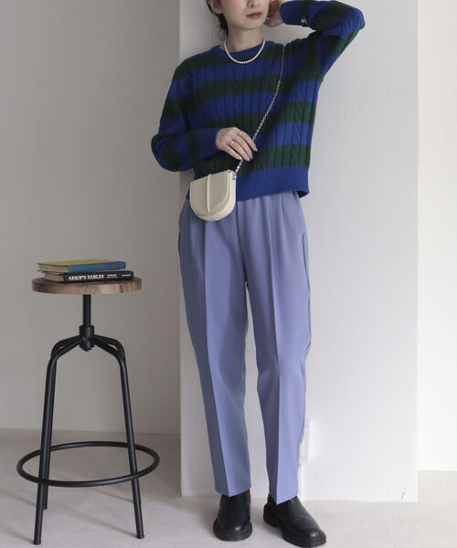 fredy emue（フレディエミュ）の「ケーブル×ワイドリブ プルオーバーニット（ニット/セーター・レディース・ネイビー/レッド/アイボリー/ブルー系その他3・38）」の11枚目の写真