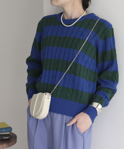 fredy emue（フレディエミュ）の「ケーブル×ワイドリブ プルオーバーニット（ニット/セーター・レディース・ネイビー/レッド/アイボリー/ブルー系その他3・38）」の6枚目の写真