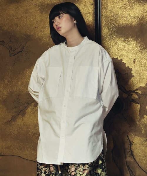 Air Tokyo（エアートウキョー）の「オーバーサイズ バンドカラー L/S シャツ（シャツ/ブラウス・メンズ・ホワイト/ブラック/ホワイト系その他・MEDIUM/LARGE/SMALL）」の14枚目の写真
