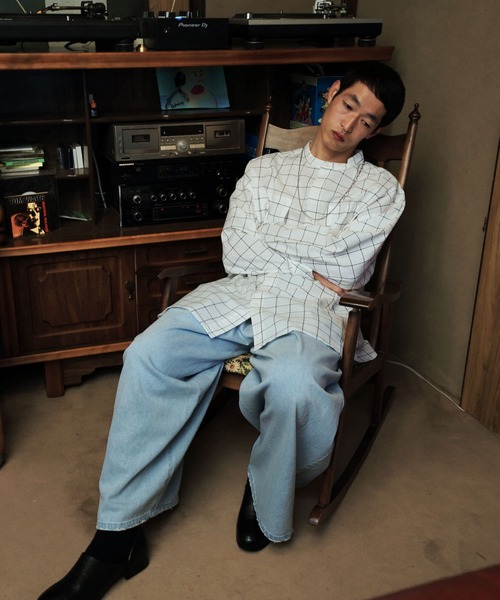 Air Tokyo（エアートウキョー）の「オーバーサイズ バンドカラー L/S シャツ（シャツ/ブラウス・メンズ・ホワイト/ブラック/ホワイト系その他・MEDIUM/LARGE/SMALL）」の4枚目の写真