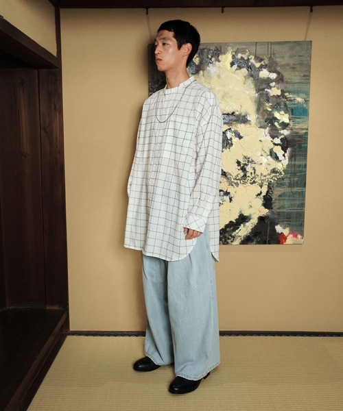 Air Tokyo（エアートウキョー）の「オーバーサイズ バンドカラー L/S シャツ（シャツ/ブラウス・メンズ・ホワイト/ブラック/ホワイト系その他・MEDIUM/LARGE/SMALL）」の6枚目の写真