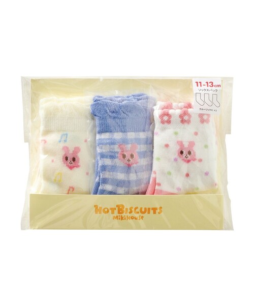 HOT BISCUITS（ホットビスケッツ）の「クルー丈ソックスパック３足セット（ソックス/靴下・キッズ・ホワイト/ピンク/ブルー/マルチ・13-15cm/11-13cm/15-17cm/17-19cm/9-10cm）」の9枚目の写真