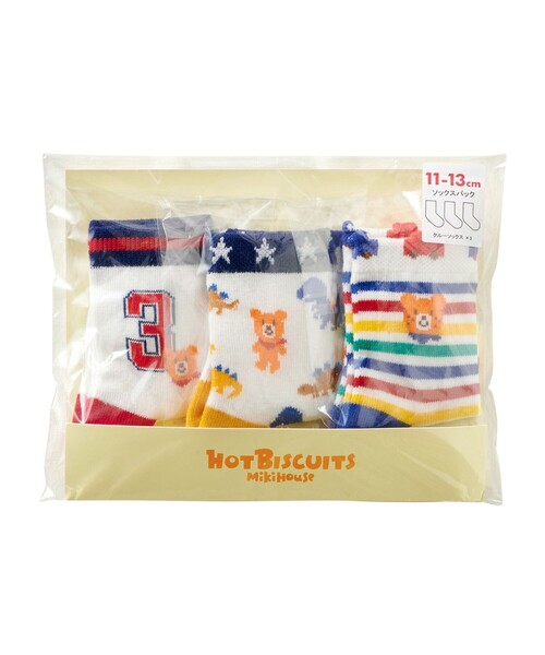 HOT BISCUITS（ホットビスケッツ）の「クルー丈ソックスパック３足セット（ソックス/靴下・キッズ・ホワイト/ピンク/ブルー/マルチ・13-15cm/11-13cm/15-17cm/17-19cm/9-10cm）」の10枚目の写真