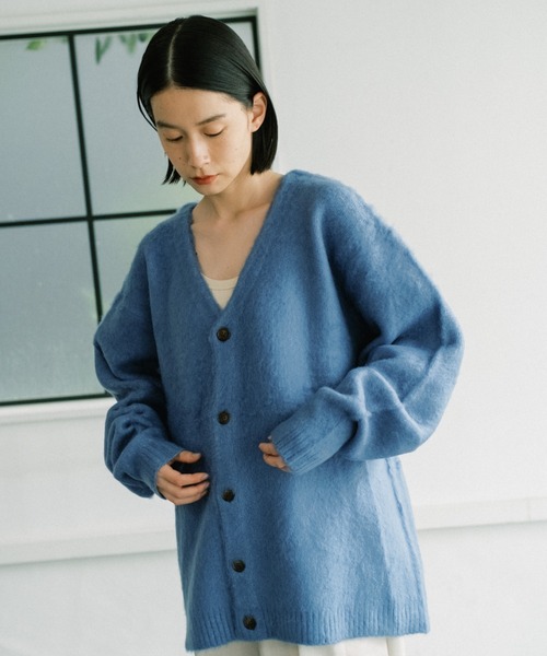 WHIMSIC（ウィムジック）の「【ユニセックス/WEB限定】プレーンシャギーニットカーディガン（カーディガン/ボレロ・レディース・ピンク/イエロー/ブルー/グリーン・FREE）」の14枚目の写真