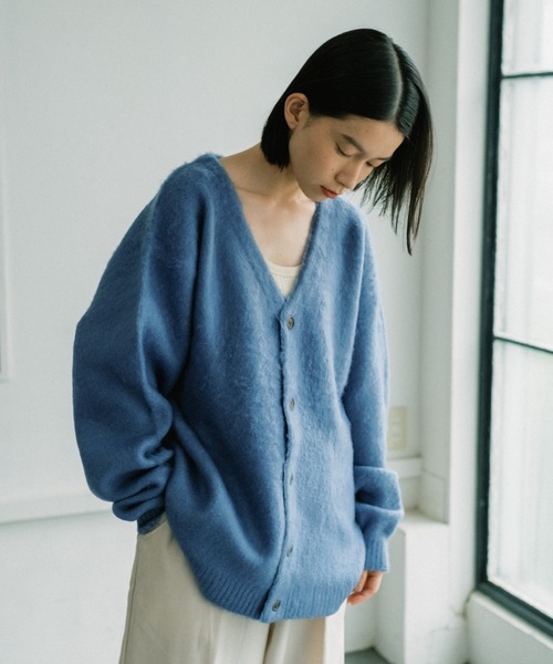 WHIMSIC（ウィムジック）の「【ユニセックス/WEB限定】プレーンシャギーニットカーディガン（カーディガン/ボレロ・レディース・ピンク/イエロー/ブルー/グリーン・FREE）」の12枚目の写真