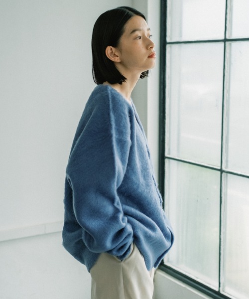 WHIMSIC（ウィムジック）の「【ユニセックス/WEB限定】プレーンシャギーニットカーディガン（カーディガン/ボレロ・レディース・ピンク/イエロー/ブルー/グリーン・FREE）」の11枚目の写真