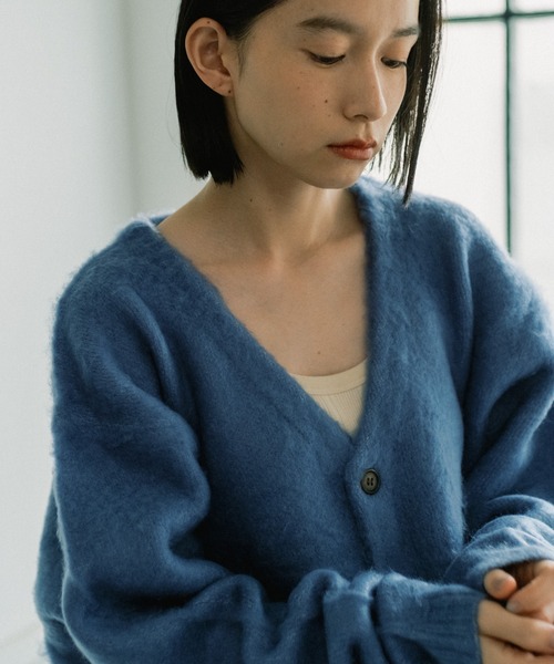 WHIMSIC（ウィムジック）の「【ユニセックス/WEB限定】プレーンシャギーニットカーディガン（カーディガン/ボレロ・レディース・ピンク/イエロー/ブルー/グリーン・FREE）」の18枚目の写真