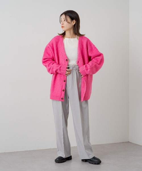 WHIMSIC（ウィムジック）の「【ユニセックス/WEB限定】プレーンシャギーニットカーディガン（カーディガン/ボレロ・レディース・ピンク/イエロー/ブルー/グリーン・FREE）」の21枚目の写真