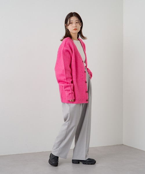 WHIMSIC（ウィムジック）の「【ユニセックス/WEB限定】プレーンシャギーニットカーディガン（カーディガン/ボレロ・レディース・ピンク/イエロー/ブルー/グリーン・FREE）」の22枚目の写真