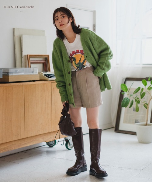 WHIMSIC（ウィムジック）の「【ユニセックス/WEB限定】プレーンシャギーニットカーディガン（カーディガン/ボレロ・レディース・ピンク/イエロー/ブルー/グリーン・FREE）」の9枚目の写真