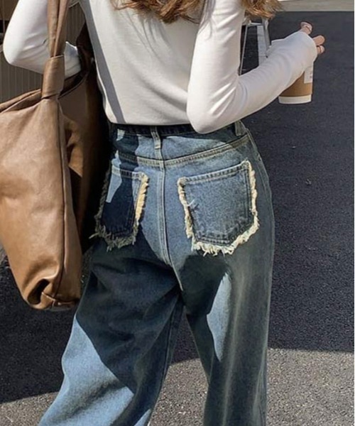 AMELY(エミリー)の「バッグフリンジポケット デニムパンツ(その他パンツ・レディース・ブルー/ブラック・M/L)」の10枚目の写真