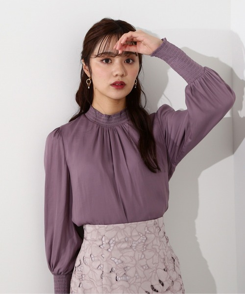 PROPORTION BODY DRESSING(プロポーションボディドレッシング)の「カフスシャーリングブラウス / 1212210006(シャツ/ブラウス・レディース・ネイビー/ホワイト系その他/ピンク/パープル・FREE)」の3枚目の写真