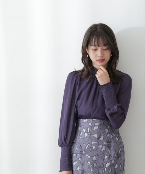 PROPORTION BODY DRESSING(プロポーションボディドレッシング)の「カフスシャーリングブラウス / 1212210006(シャツ/ブラウス・レディース・ネイビー/ホワイト系その他/ピンク/パープル・FREE)」の7枚目の写真