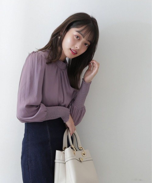 PROPORTION BODY DRESSING(プロポーションボディドレッシング)の「カフスシャーリングブラウス / 1212210006(シャツ/ブラウス・レディース・ネイビー/ホワイト系その他/ピンク/パープル・FREE)」の9枚目の写真