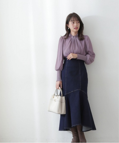 PROPORTION BODY DRESSING(プロポーションボディドレッシング)の「カフスシャーリングブラウス / 1212210006(シャツ/ブラウス・レディース・ネイビー/ホワイト系その他/ピンク/パープル・FREE)」の10枚目の写真