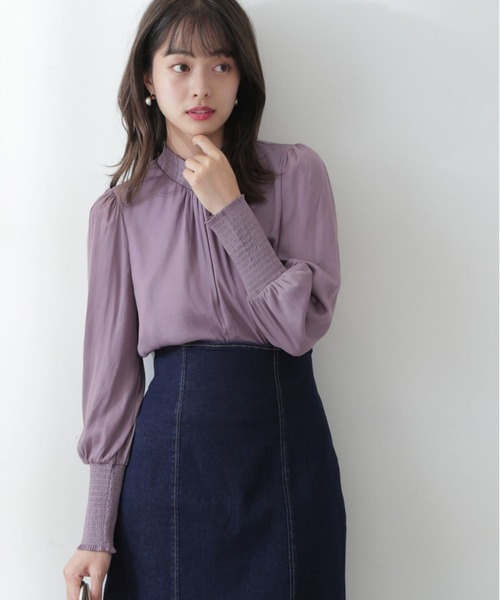 PROPORTION BODY DRESSING(プロポーションボディドレッシング)の「カフスシャーリングブラウス / 1212210006(シャツ/ブラウス・レディース・ネイビー/ホワイト系その他/ピンク/パープル・FREE)」の15枚目の写真