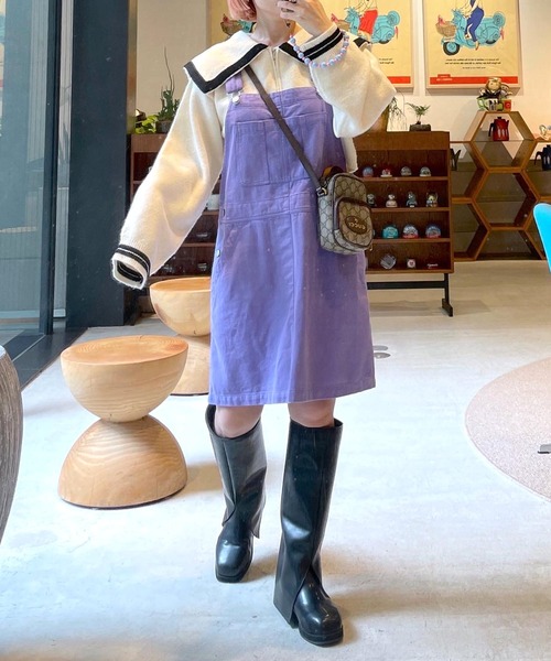 Alley by w closet（アリーバイダブルクローゼット）の「【Alley】ライン入りBIGカラーZIPカーディガン（カーディガン/ボレロ・レディース・ネイビー/オフホワイト・FREE）」の13枚目の写真