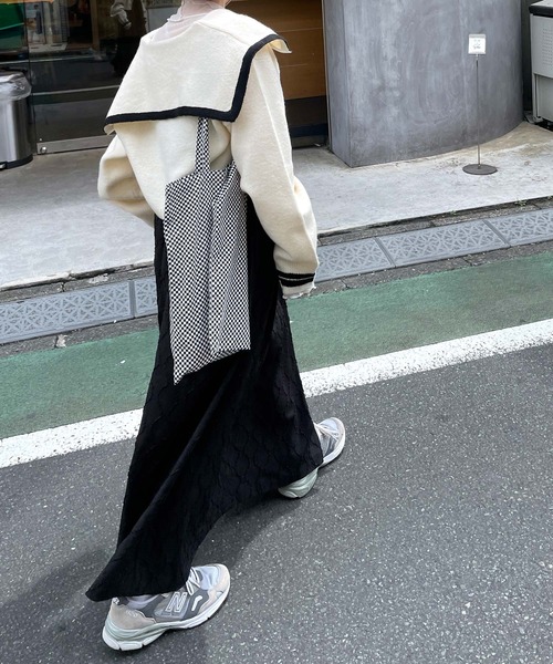 Alley by w closet（アリーバイダブルクローゼット）の「【Alley】ライン入りBIGカラーZIPカーディガン（カーディガン/ボレロ・レディース・ネイビー/オフホワイト・FREE）」の19枚目の写真