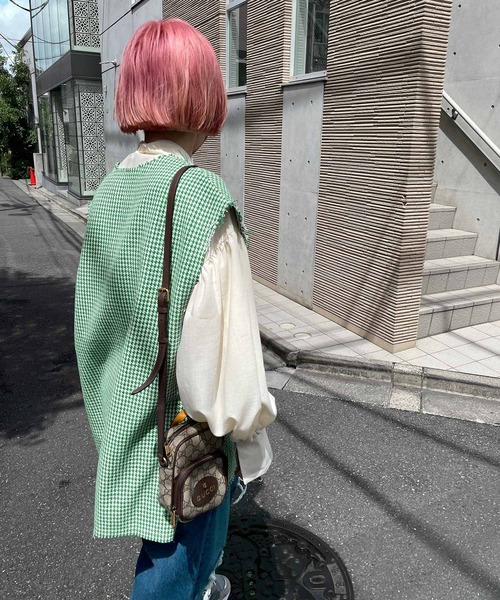 Alley by w closet（アリーバイダブルクローゼット）の「【セットアップ対応/Alley】千鳥柄ベスト（ベスト・レディース・グリーン/ブラウン・FREE）」の13枚目の写真