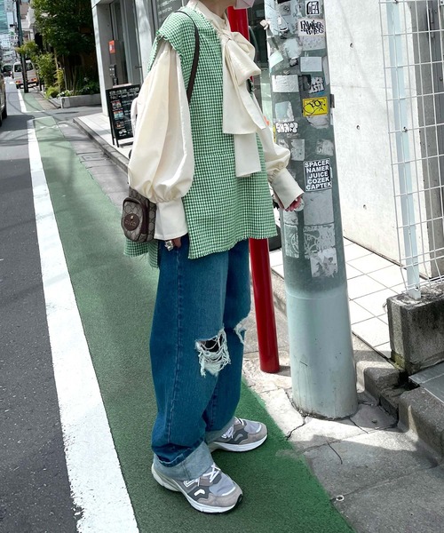 Alley by w closet（アリーバイダブルクローゼット）の「【セットアップ対応/Alley】千鳥柄ベスト（ベスト・レディース・グリーン/ブラウン・FREE）」の14枚目の写真