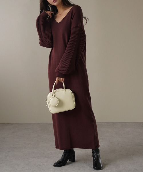 IAMUSE（アイアミューズ）の「選べるネックタイプ！　ロングニットワンピース S0756【IAMUSE】（ワンピース・レディース・ブラウン系2/ベージュ系1/ブラウン系1/ベージュ系2/ホワイト系1/ブラック系1/ホワイト系/ブラウン系/ベージュ系/ブラック系/ホワイト系2/ブラック系2・FREE）」の8枚目の写真